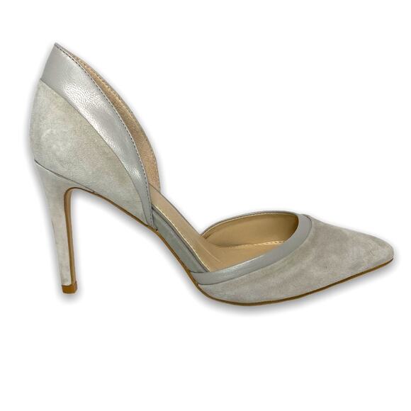 Gianni Bini Lenon Suede Grey Pointed Toe Heels 8M - Picture 1 of 6